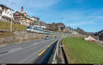 SOB RBDe 561 084 mit Voralpen-Express St. Gallen - Luzern am 6. Januar 2018 in Sattel. Am Zugschluss die Re 446 017.