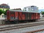 SBB - Gterwagen Gbs 21 85 150 0 630-0 im Bahnhofsareal von Delemont am 22.07.2012