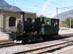 Dampflok Breithorn hat am Abend des 05.08.07 die Sonderfahrt nach Zermatt gut berstanden, sie rangiert hier im Bahnhof von Brig.