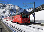 HGe 4/4 ll (MGB).
Bahnhof Nätschen der Matterhorn-Gotthard-Bahn (MGB).
Impressionen vom 9. Februar 2022.
Foto: Walter Ruetsch