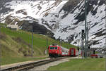 Zugbegegnung auf der Höhe -

Begegnung zweier Glacier-Express-Zügen im Haltepunkt Nätschen. Der talwärts fahrende Zug muss noch den gleich folgenden bergwärts fahrenden Regionalzug passieren lassen. 

23.05.2008 (M)