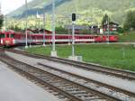 R558 verlsst am 27.08.08 den Bahnhof Lax zur Weiterfahrt nach Andermatt.