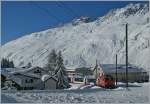 Wenn schon Winter, dann will ich auch was davon haben!  Der Glacier Express 910 von Zermatt nach St.Moritz verlsst Andermatt und steigt steil Richtung Oberalppass hoch.