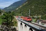 Deh 4/4 II 92 fährt am 17.07.2017 mit dem Regio 522 von Grengiols Richtung Fiesch.