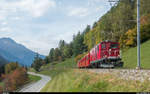 Pressefahrt des neugegründeten Vereins MGBahn-Historic (<a href= http://www.mgbahn-historic.ch/ >http://www.mgbahn-historic.ch/</a>) am 29. September 2017. Die FO HGe 4/4 I 36 zog die Mitteleinstiegswagen der DFB von Brig nach Oberwald. Aufgenommen kurz nach Fürgangen-Bellwald