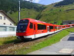 MGB - ABeh 8/12 304 + ABeh 8/12 308 bei der einfahrt in den Bhf. von Andermatt am 23.07.2023