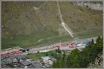 Bahnhof Zermatt mit ABDeh 4/8 aufgenommen von der Station Riffelalp der GGB.