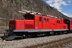 MGB: Historische Fahrzeuge der MGB in Brig am 26. März 2016. HG4 4/4 I Nr. 15, 1929 (ehemals VZ) mit Schneepflug auf einem Abstellgeleise der Werkstätte Brig.
Foto: Walter Ruetsch