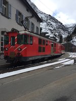 Deh 4/4 I  Disentis  der MGBahn am 27.2.16 beim Bhf Göschenen.