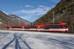 ABDeh 4/10 2011 mit dem Wappen von Zermatt, als Regio nach Zermatt, am 29.1.17 bei Bitsch.