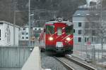 Revidierte Deh 4/4 52 mit dem Regio nach Fiesch bei der Einfahrt in den Bhf Bitsch, am 29.1.17.