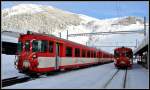 Winter am Oberalp. Regionalzge nach Visp und Gschenen in Andermatt. (19.12.2012)