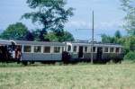 BC Museumsbahn-Extrazug 6524 von Chaulin Weiche nach Blonay am 31.05.1993 bei Chaulin mit Triebwagen exMCM BCFeh 4/4 6 - exMCM BC 10 - exBOB C4 44 - exGF Ge 4/4 75
