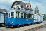 BC Museumsbahn Parade-GmP 28035 von Blonay nach Weiche-(Chaulin) am 23.05.1999 in Blonay mit Triebwagen exTL Ce 2/3 28 - exLLB L 60 - exLLB K 41. Hinweis: TL = Tramways Lausannois - LLB = Leuk-Leukerbad-Bahn

