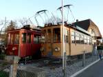 BMK - ex BLT Triebwagen Ce 2/4 13 vor Xe im Garten der bahnmuseums Kerzers am 29.03.2008