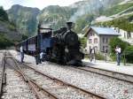 DFB 9 mit demDampfzug nach Realp steht am 13.8.2007 in Gletsch