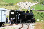 Die HG 3/4 9 der DFB wird in Oberwald für ihren nächsten Einsatz gedreht; 07.08.2016