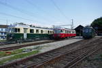 Aufstellung vor dem Depot Koblenz mit dem EBT BDe 4/4, ex WM BDe 4/4 und ex SBB RBe 4/4, beim Triebwagentreffen am 1.8.17.