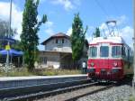 Der historische Aargauer-Pfyl (ehemals WM BDe 4/4 2) whrend einer Extrafahrt im Bahnhof Schlattingen TG. 13.06.2009