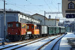 Verein Historische Eisenbahn Emmental VHE
Verein Dampf-Bahn Bern DBB
Fonduefahrt vom 19. Januar 2019 des VHE mit Traktion DBB.
Vorbereitung des Sonderzuges mit Tm III 9525, Te 2/2, K2, ABDi 722, Bi 527 sowie Bi 538 in Huttwil.
Foto: Walter Ruetsch
