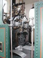 VHS Luzern, Der GNOM  Erste Zahnrad Dampflok Europas (1871 N.Riggenbach) Blick in den Fhrerstand
