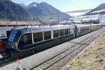 Steuerwagen 382 mit einer GPX Komp am 19.2.23 beim Bahnhof Zweisimmen abgestellt.