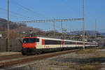 IC Steuerwagen Bt 50 85 28-94 945-8 durchfährt den Bahnhof Gelterkinden. Die Aufnahme stammt vom 11.01.2021.