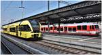 S7 23744 mit GTW 707-5 nach Weinfelden und S 25 5018 mit BDhe 3/6 25 nach Rorschach Hafen in Rorschach.