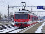 AB / RHB - Zahnradtriebwagen BDeh 3/6 25 bei der einfahrt im Bahnhof Rorschach am 21.01.2024