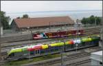 Der BDeh 3/6 25 der RHB und der neue Flirt ETR 150 001 stammen benfalls beide von Stadler Rail.