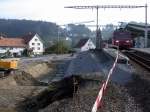 Die Bauarbeiten fr das neue Depot in Heiden sind in vollem Gang. Bis auf ein Geleise sind alle wegen der Bauarbeiten entfernt worden. (18.10.2006)