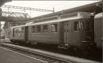 ABDe 4/4 der Mittelthurgaubahn an seinem deutschen Startpunkt, dem Schweizer Bahnhof in Konstanz, Mrz 1979. Noch in Originalgrn, ganz ohne den spter angebrachten hellgrnen Streifen.