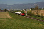 OeBB: Extrafahrt Balsthal-Oberburg mit der Re 4/4 I 10009 in der frühlingshaften Landschaft bei Biberist am 12.