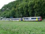 OeBB - Regio nach Balsthal mit dem Steuerwagen Bt 907 und Personenwagen 1+2 Kl. AB 507 und dem Triebwagen RBe 4/4 206 am 02.08.2008