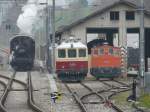 OeBB - Dampflok E 3/3  2 neben ex SBB Re 4/4 I 10034 TEE und OeBB Tm  237 911-3 im Bahnofsareal in Sissach am 04.07.2013
