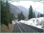 Doppelspur bei Romiti Felsentor auf der Strecke nach Vitznau.