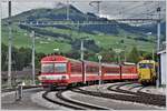 S23 1143 mit BDe 4/4 43 und ABt 143 nach Wasserauen verlässt Appenzell.