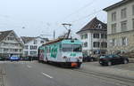 Anlässlich der bevorstehenden Stilllegung des letzten Zahnradabschnittes auf dem Stammnetz der Appenzeller Bahnen und damit auch der Ablösung der Zahnradtriebwagen traf ich mich mit mit Olli, Peter, Stefan und Walter am 17.03.2018 zu einem Mini-Bahnbildertreffen in St. Gallen bzw. dem Appenzeller Land: BDeh 4/4 14 ist in Teuffen auf dem Weg nach St. Gallen