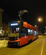 Ankunft und Ablad der erste  Tango  ABe8/12 4001/4101 für die Durchmesserlinie Trogen-St. Gallen-Appenzell in der Bahnhoftstrasse St. Gallen am 22.März 2018.