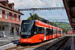 Appenzeller Bahnen AB
Neue Triebzüge im planmässigen Einsatz
Teufen-Appenzell mit dem ABe 4/6 4003.
Diese Aufnahme ist am 17. August 2018 in Appenzell entstanden.
Foto: Walter Ruetsch