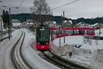 Fahrzeugwechsel bei den Appenzeller Bahnen - nachher#  Nach dem Wegfall des Zahnstangenabschnitts an der Ruckhalde durch den Bau des Ruckhaldetunnels und dem Bau der Durchmesserlinie in St.