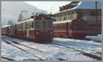 BDe 4/4 47 und ABt 113 treffen sich in Appenzell. (Archiv 03/82)