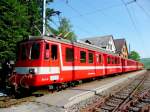 AB - Triebwagen BDe 4/4 46 und 2 Kl.Personenwagen B 234 und 1+2 Kl. Steuerwagen ABt 146 im Bahnhof von Wasserauen am 03.009.2008