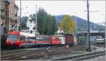 Ein BDeh 4/4 Triebzug mit einem neuen ABt Steuerwagen der AB erreicht St.Gallen.