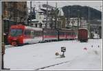 Regionalzug aus Appenzell mit ABt 121 und BDeh 4/4 12 fhrt in St.Gallen ein.