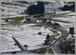 Regionalzug zwischen Gais und Sammelplatz, die Schneeschmelze ist voll im Gang und das Appenzellerland sieht sehr gefleckt aus. (07.01.2011)