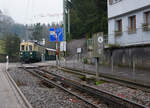 ABSCHIEDSFAHRT: MIT DEM FÖFI ÜBER DIE RUCKHALDE  AB/SGA: Der Sonderzug mit BCFeh 4/4 5 + D 165 + B 119 schlängelte sich bei Riethüsli am 13.