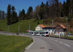 TB/AB: Bahnidylle von der ehemaligen Trogenerbahn, entstanden in Rank am 24. April 2017.
Beim Betrachten dieser Aufnahmen bin ich mit den Fidelen Mölltalern aus dem Kärtner Mölltal voll einverstanden.

Hier der Refrain des bekannten Liedes:

Appenzellerland Appenzellerland, 
singt man auf Bergeshöhn, klingts bis zum Bodensee.
Appenzellerland Appenzellerland,
ob Wies und Wald und Feld, das schönste Land der Welt

Foto: Walter Ruetsch Kanton SO
  