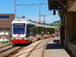 Endbahnhof Trogen, Kanton Appenzell Ausserrhoden. AB Be 4/8 Nr. 35 als S21 auf der Fahrt nach St. Gallen - 18.07.2014
