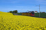 ASm: Letzter Tag vom Monat April 2017.
Triebzug Be 4/8 110 STAR bei Wiedlisbach auf der Fahrt nach Langenthal.
Foto: Walter Ruetsch
